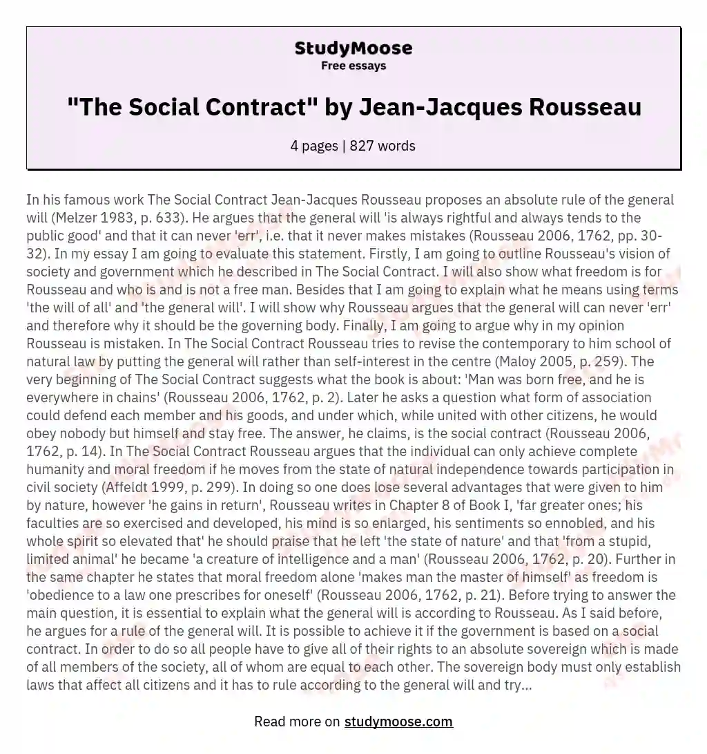 "The Social Contract" by Jean-Jacques Rousseau