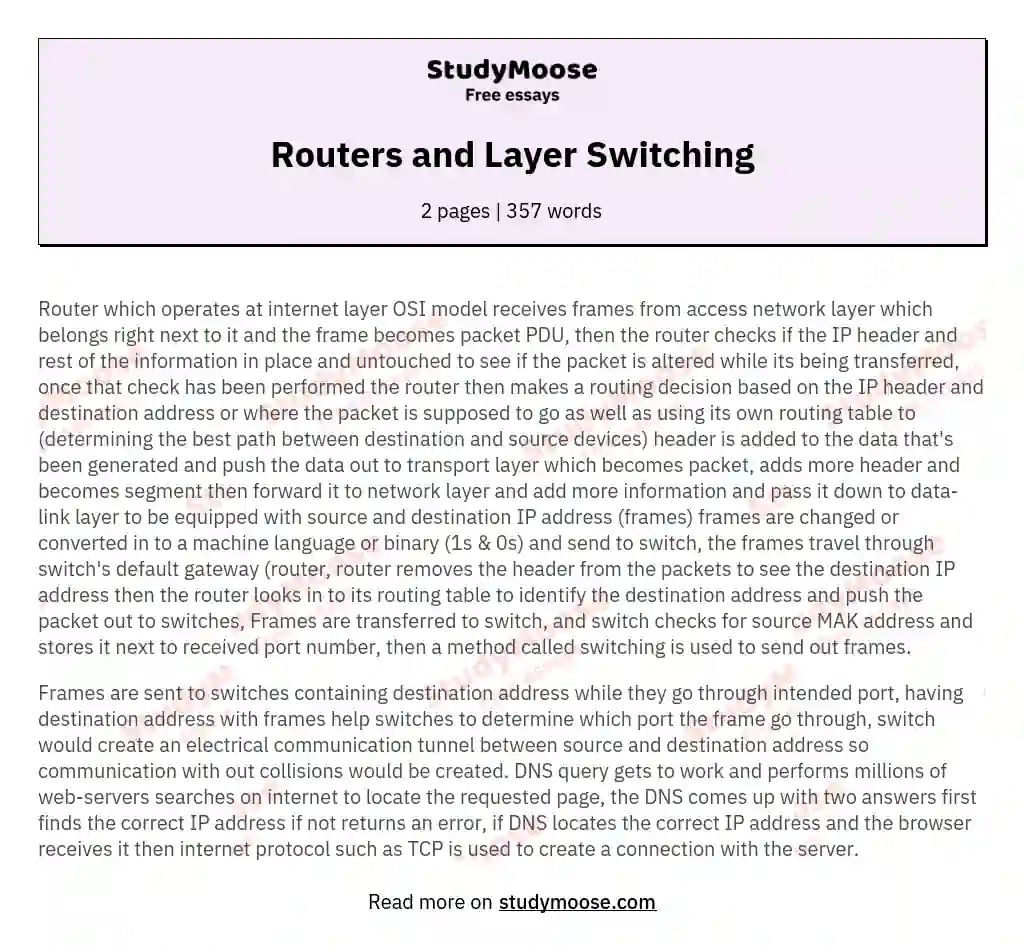 Routers and Layer Switching essay