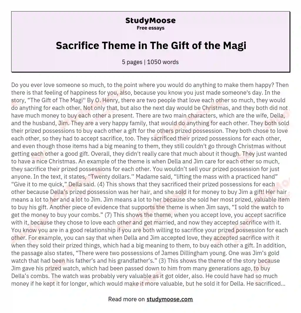 Sacrifice Theme in The Gift of the Magi