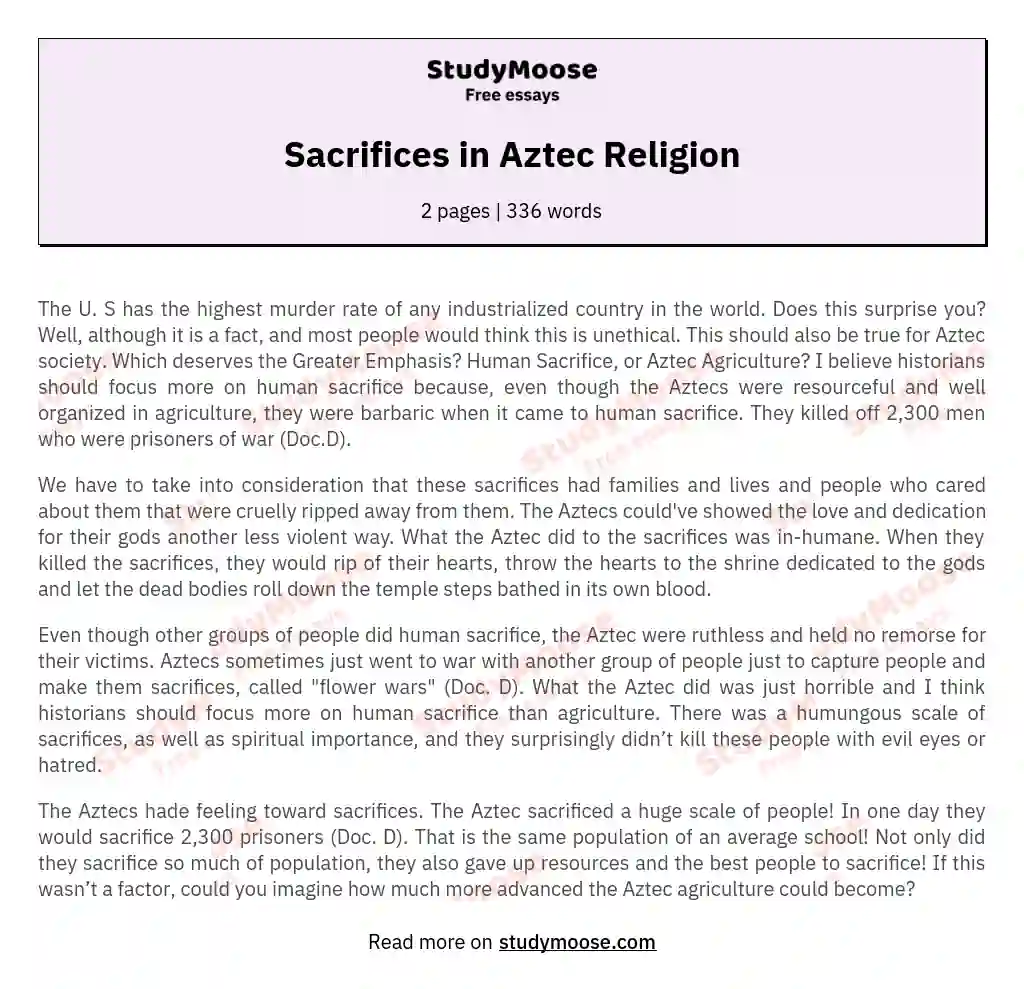 Sacrifices in Aztec Religion essay