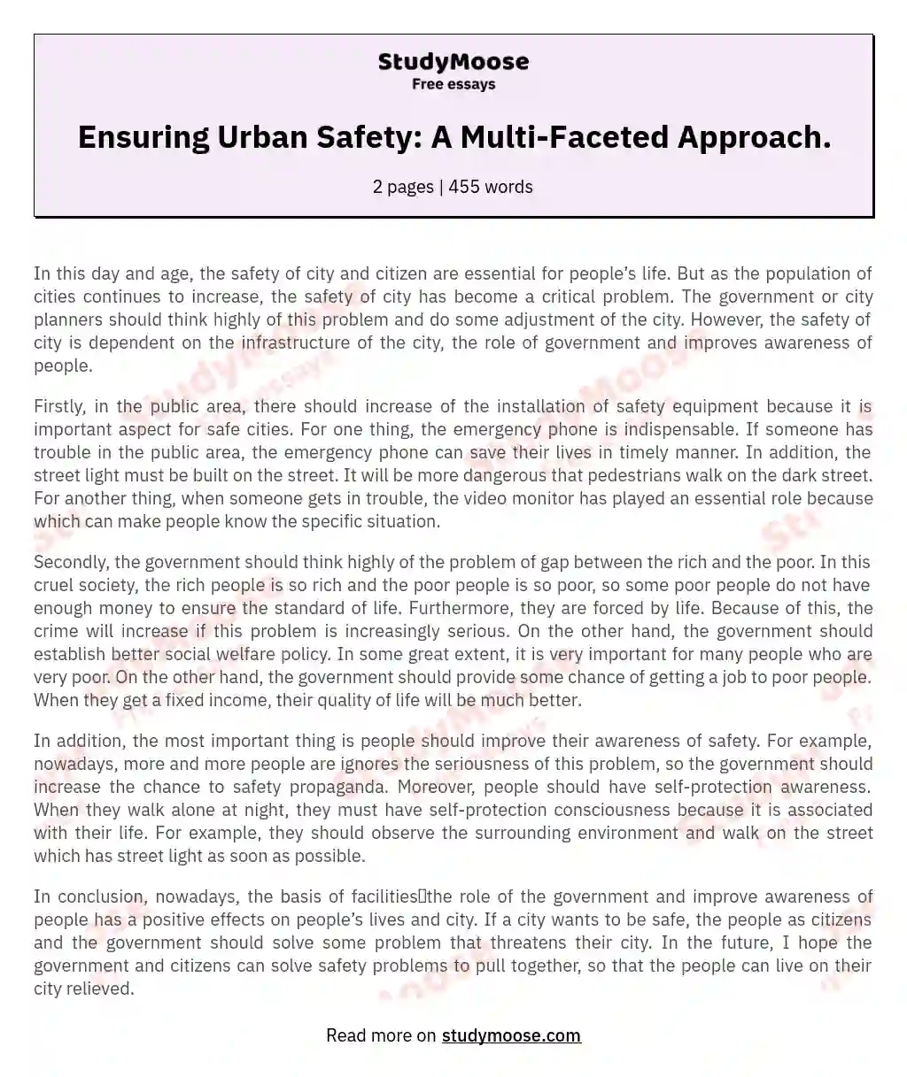 Ensuring Urban Safety: A Multi-Faceted Approach.