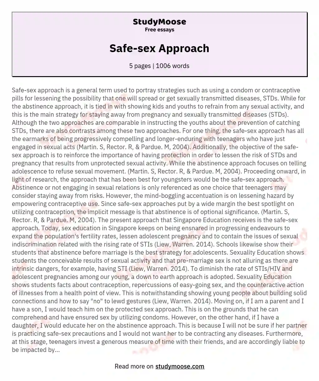 Safe-sex Approach essay