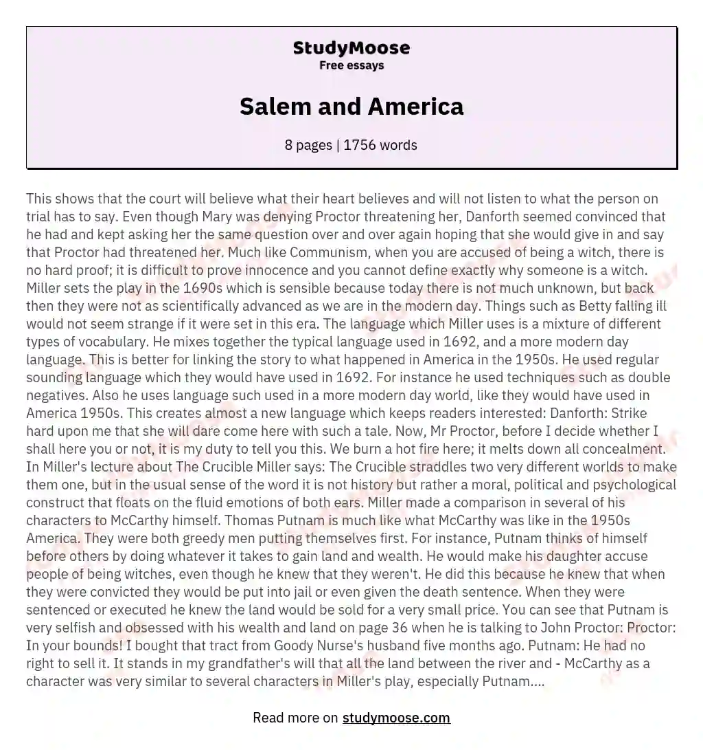 Salem and America