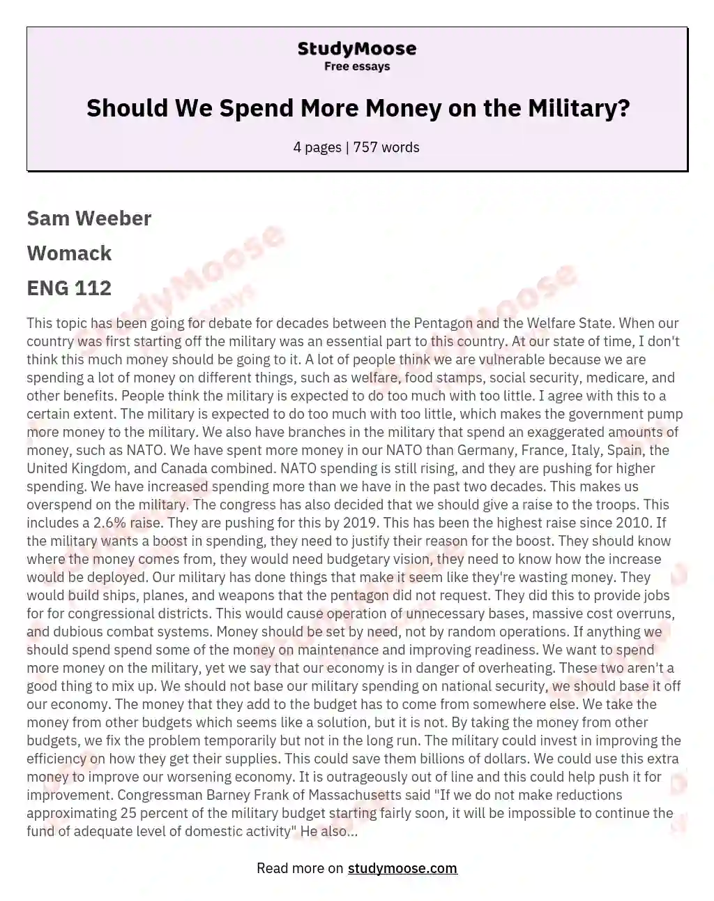 Should We Spend More Money on the Military?