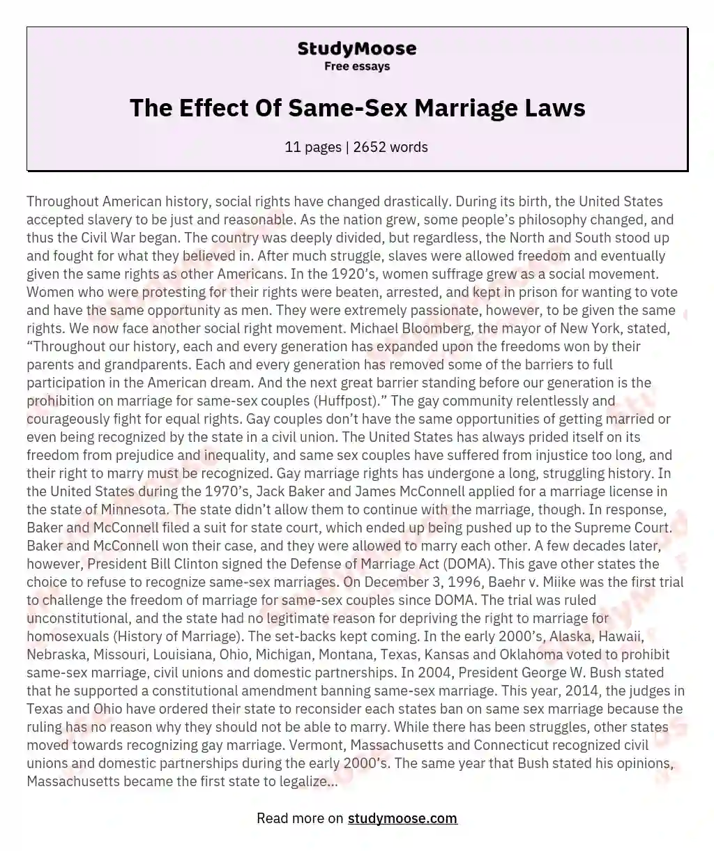 The Effect Of Same-Sex Marriage Laws