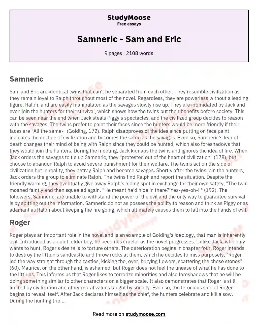 Samneric - Sam and Eric essay