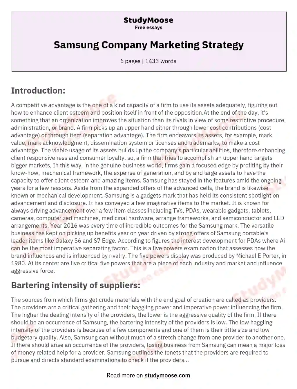 Samsung Company Marketing Strategy essay