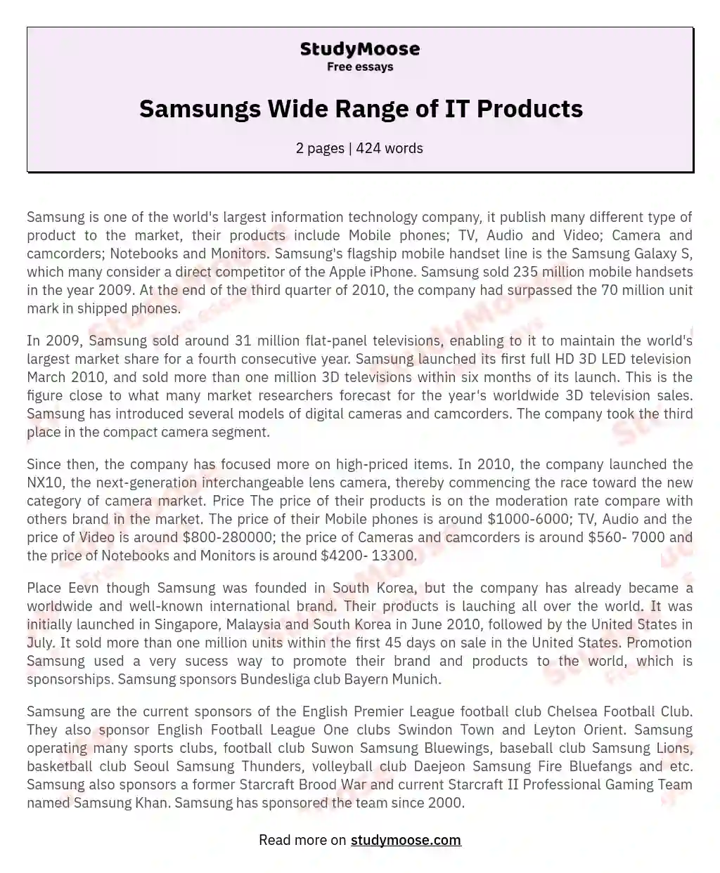 Samsungs Wide Range of IT Products essay
