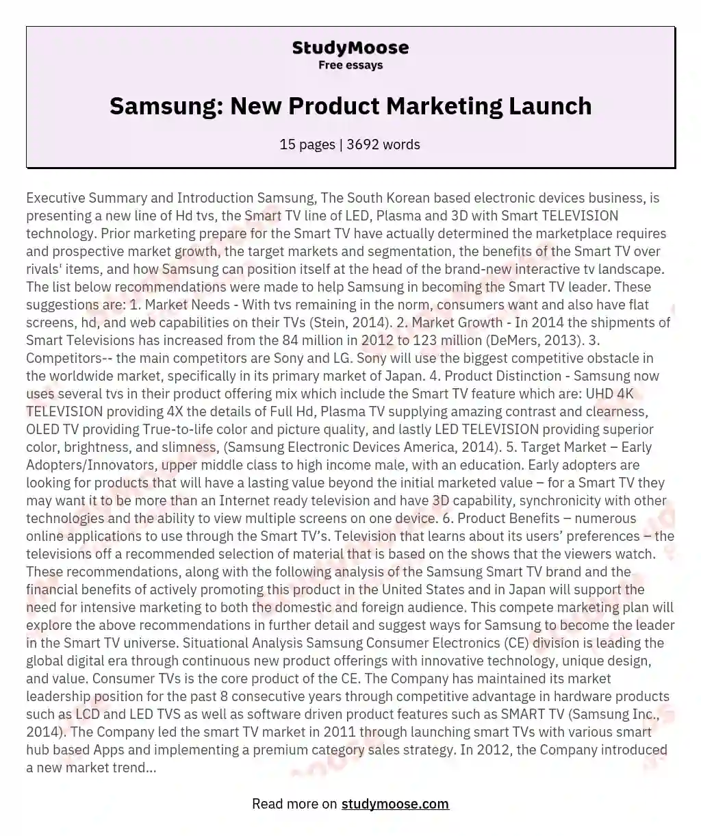 Samsung: New Product Marketing Launch