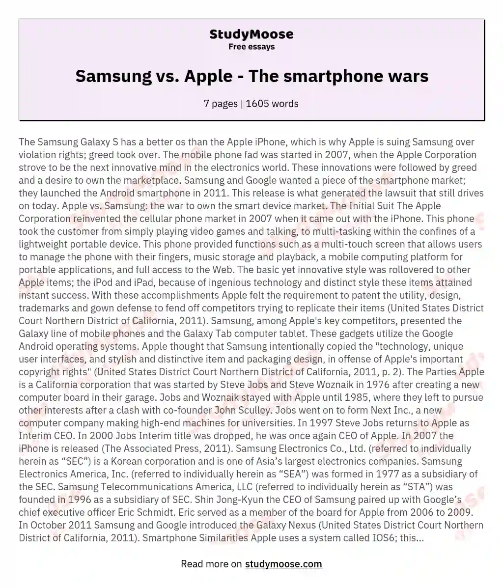 Samsung vs. Apple - The smartphone wars essay