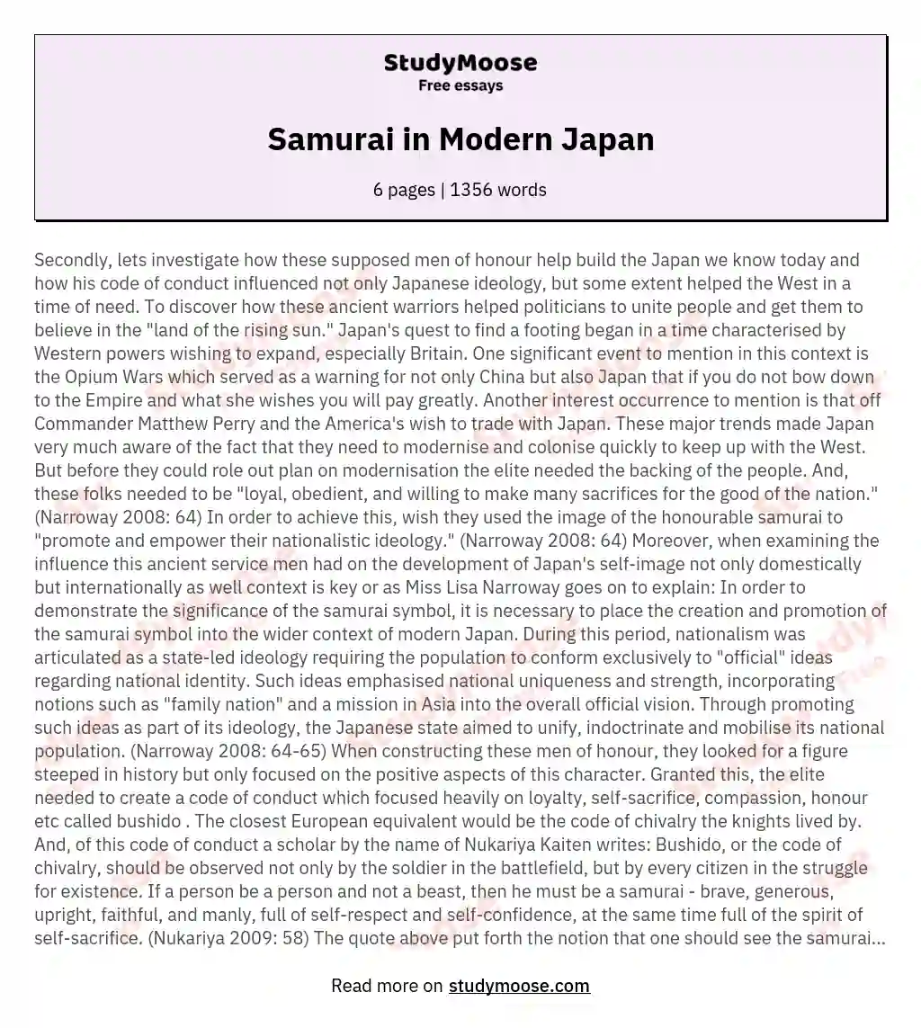 Samurai in Modern Japan essay