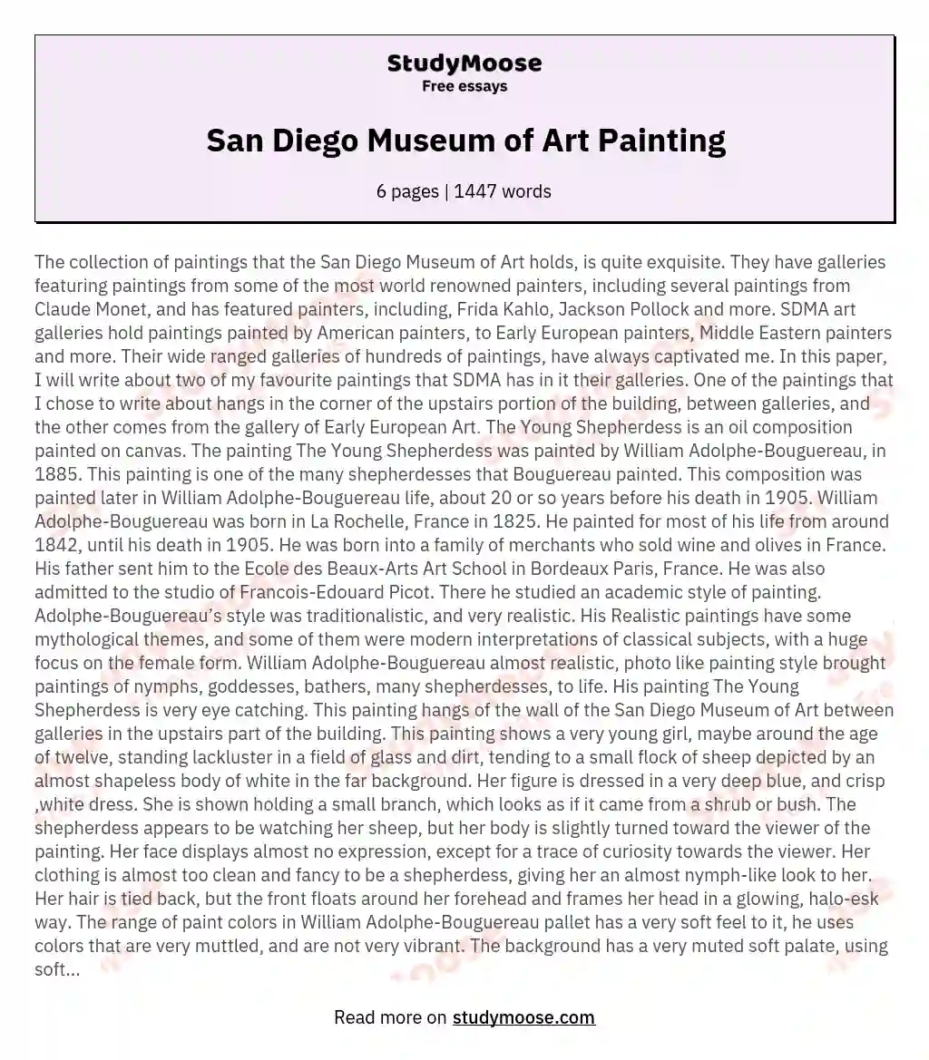 San Diego Museum of Art Painting essay