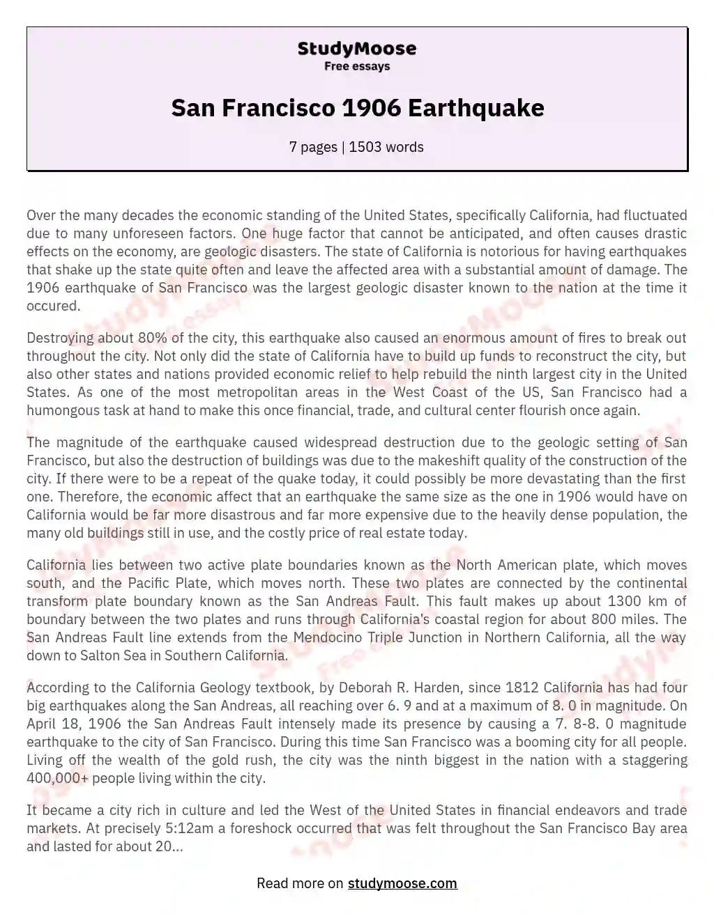 San Francisco 1906 Earthquake