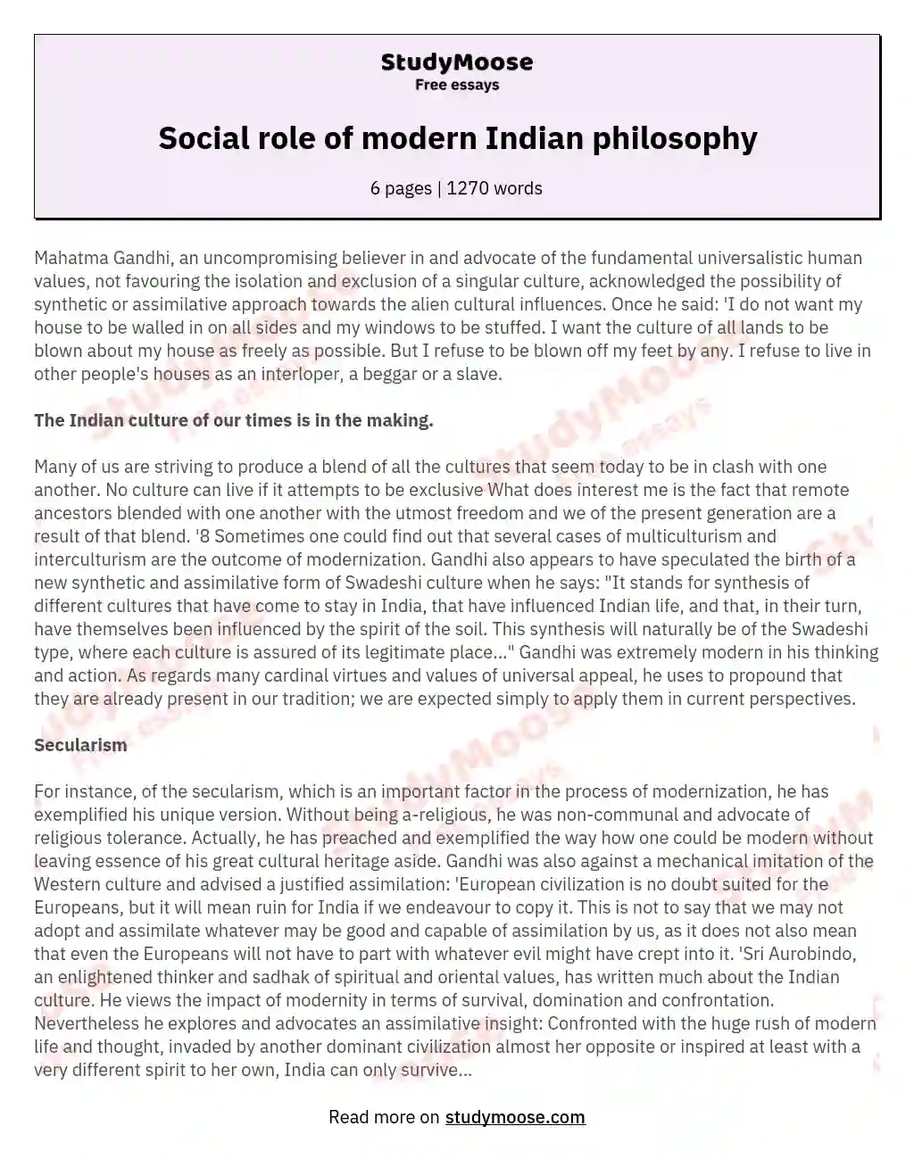 Social role of modern Indian philosophy