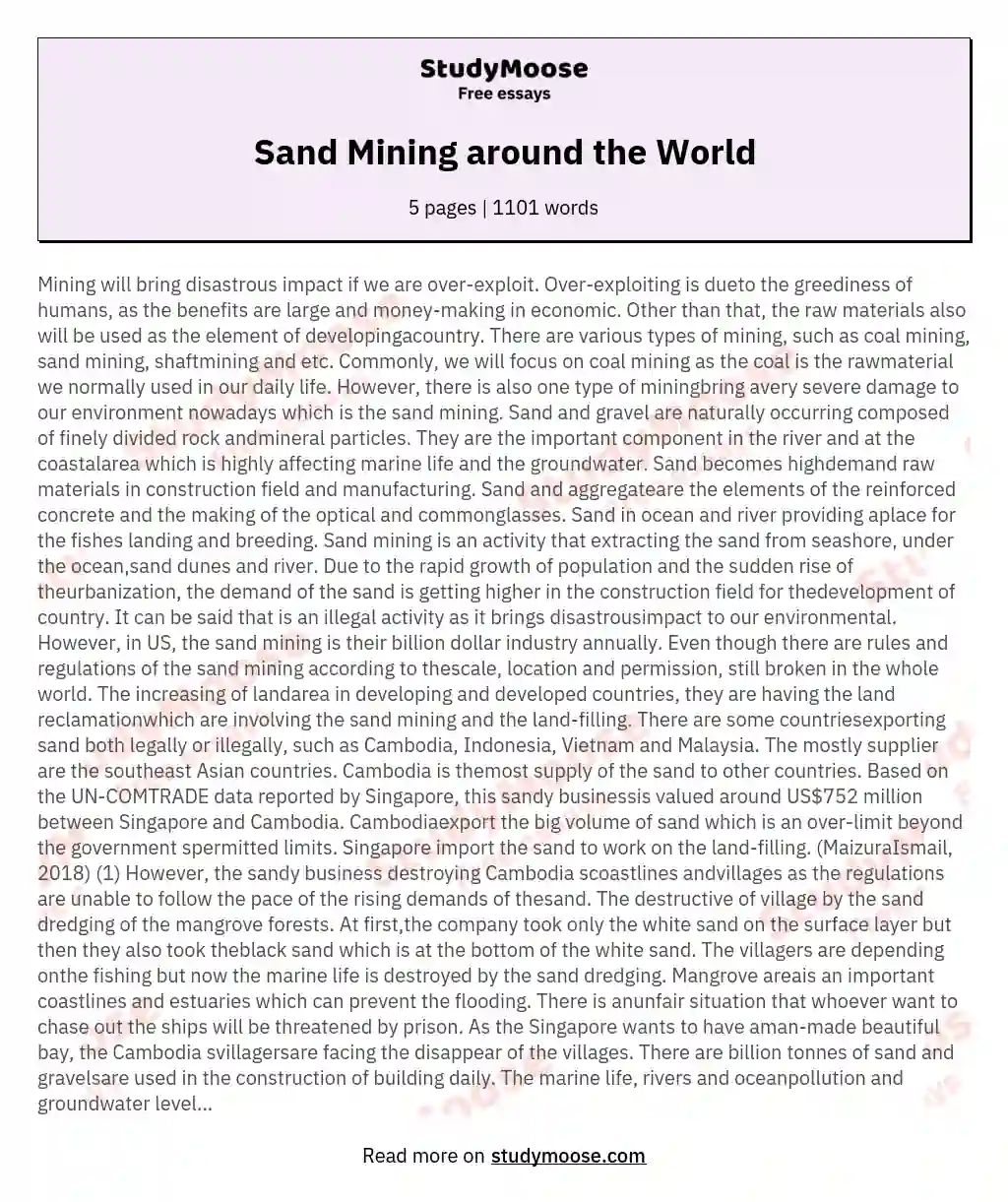 Sand Mining around the World essay