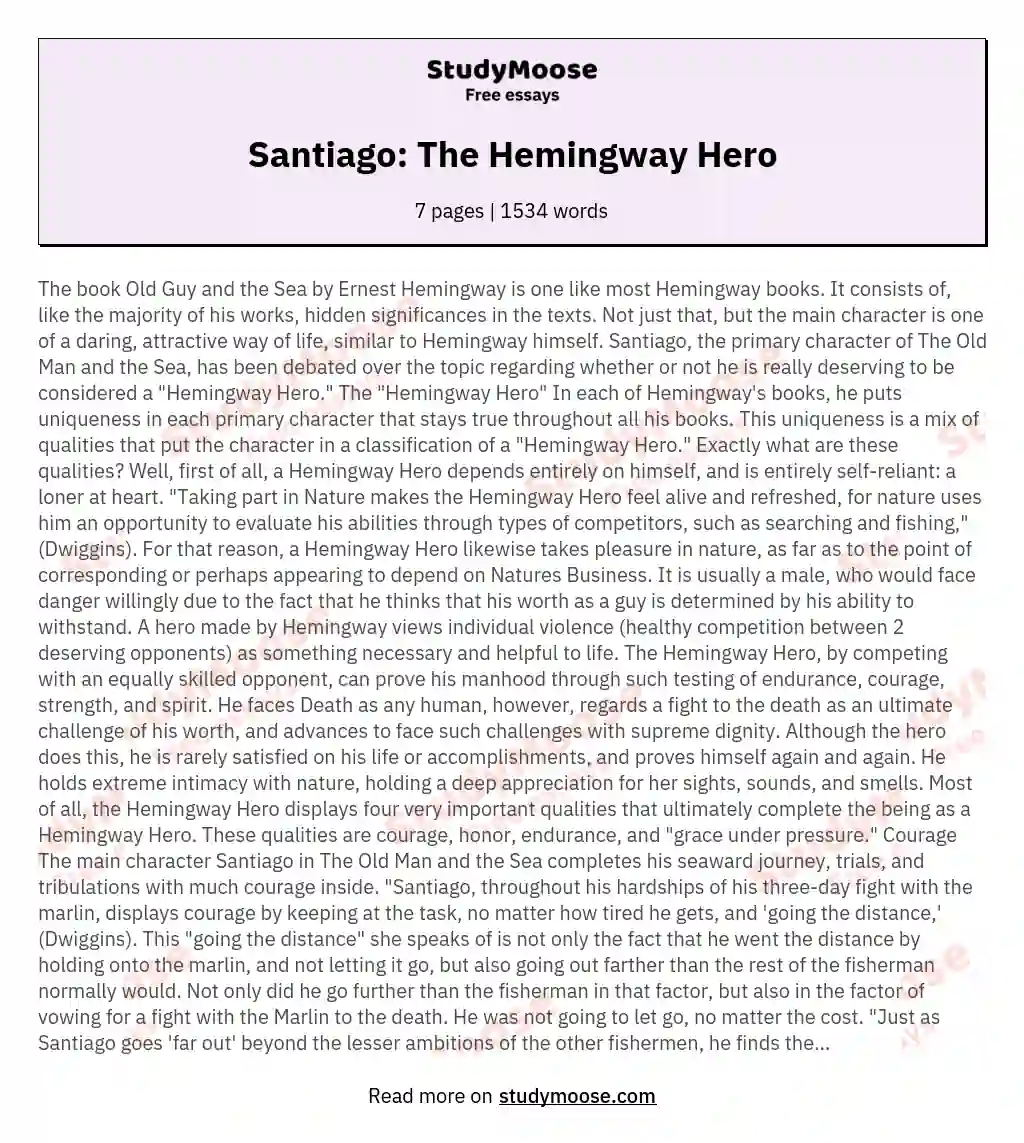 Santiago: The Hemingway Hero essay
