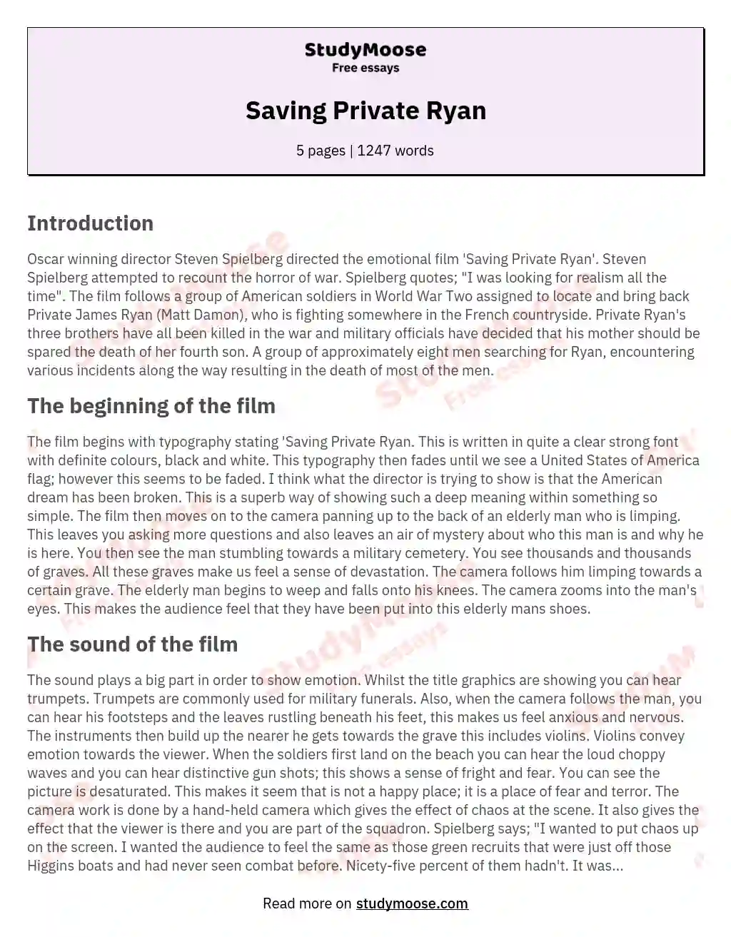 saving private ryan summary