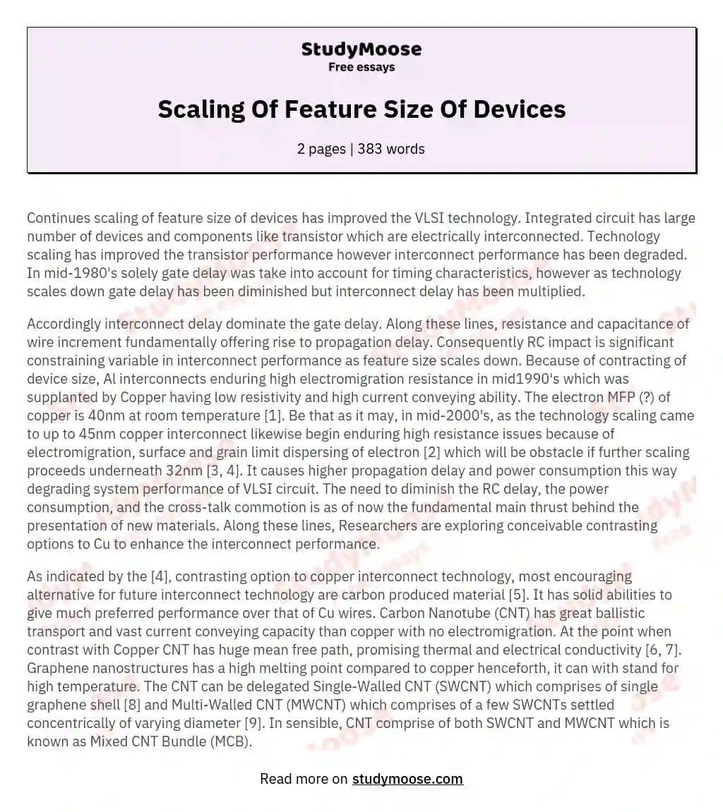 Scaling Of Feature Size Of Devices essay
