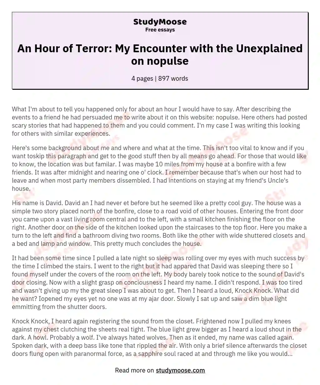 essay story about scary experience