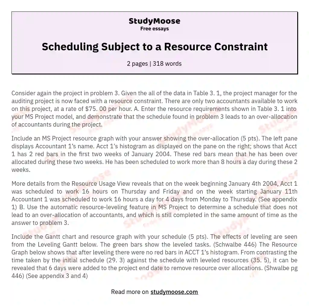 Scheduling Subject to a Resource Constraint