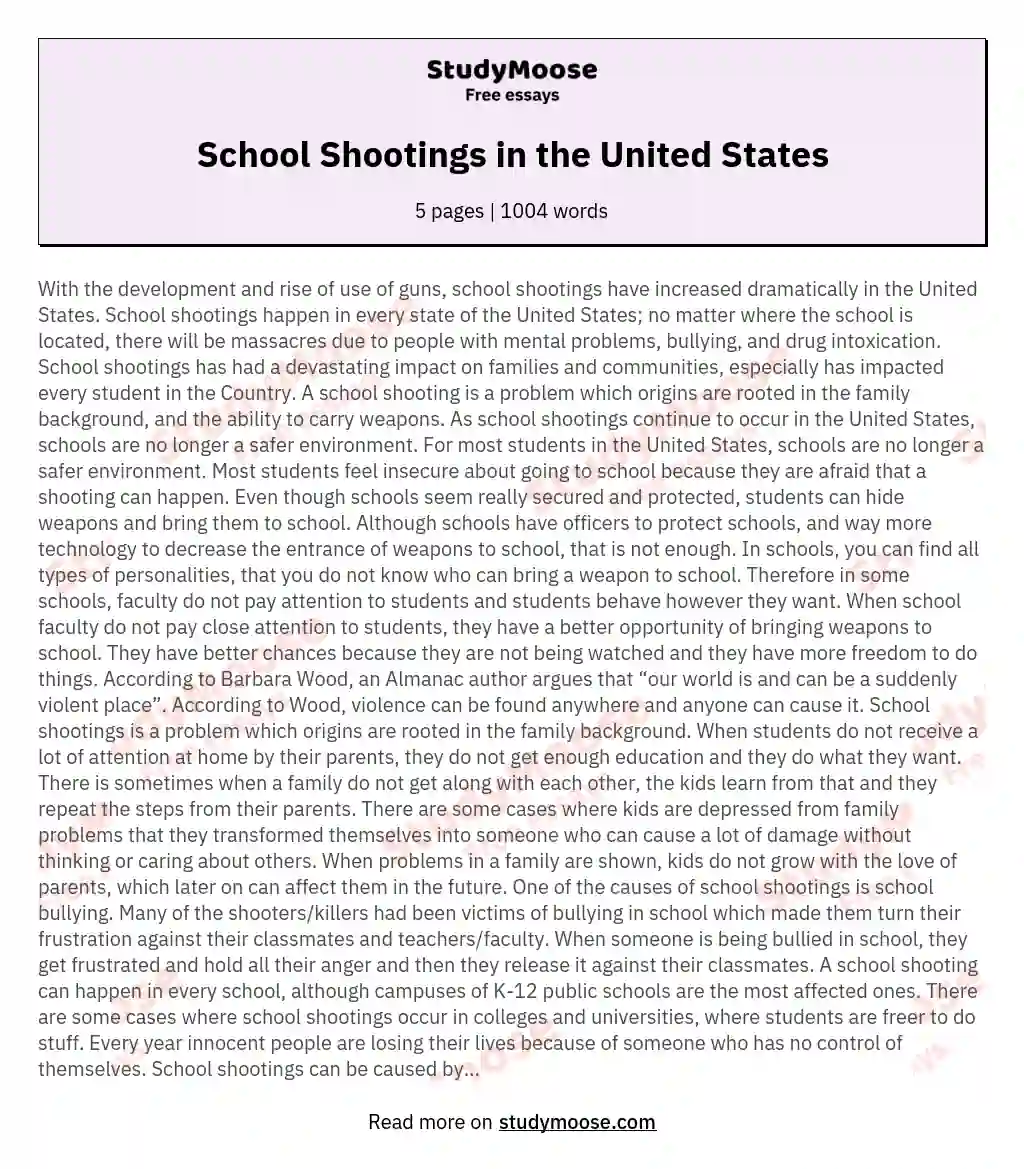 cause and effect essay on school shootings