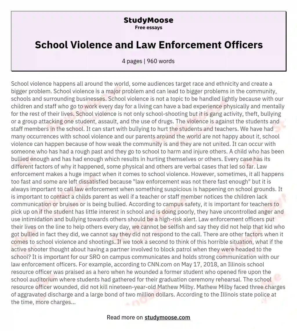 School Violence and Law Enforcement Officers