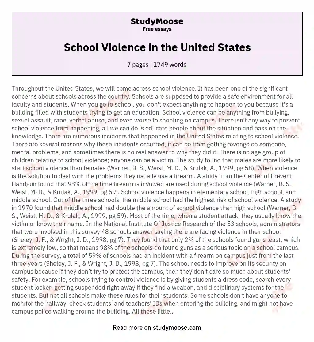 School Violence in the United States