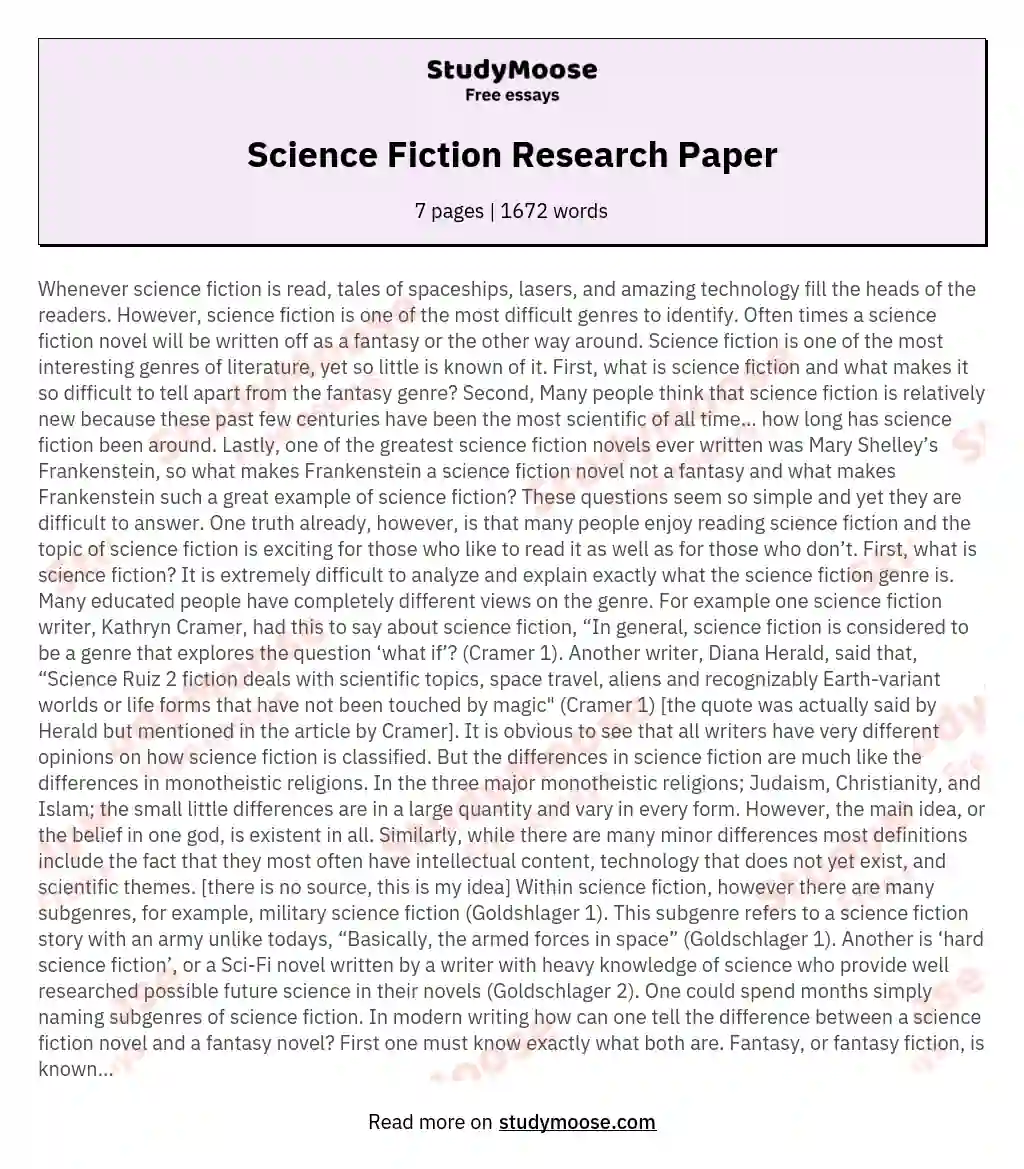 Science Fiction Research Paper