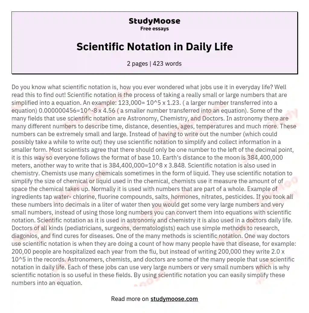 Scientific Notation in Daily Life essay