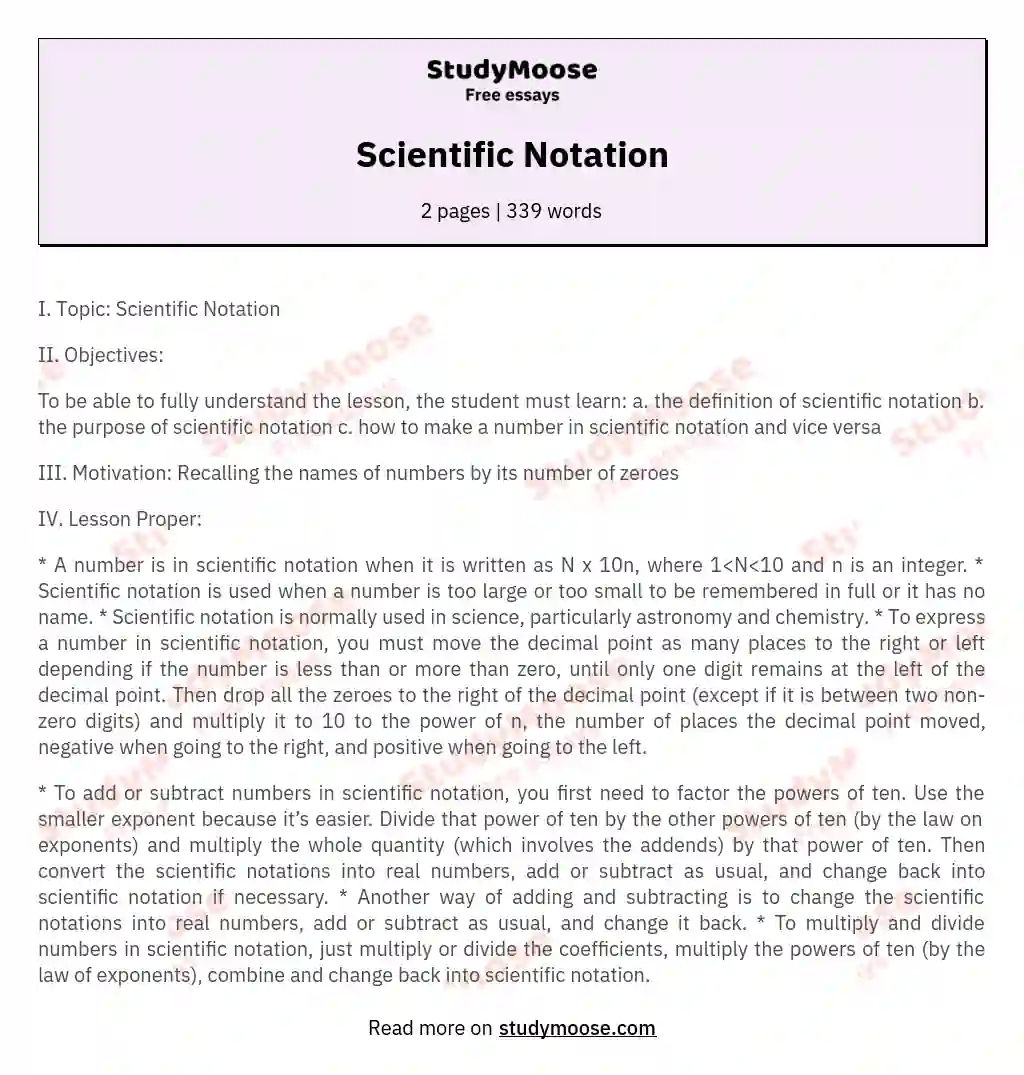 scientific notation essay