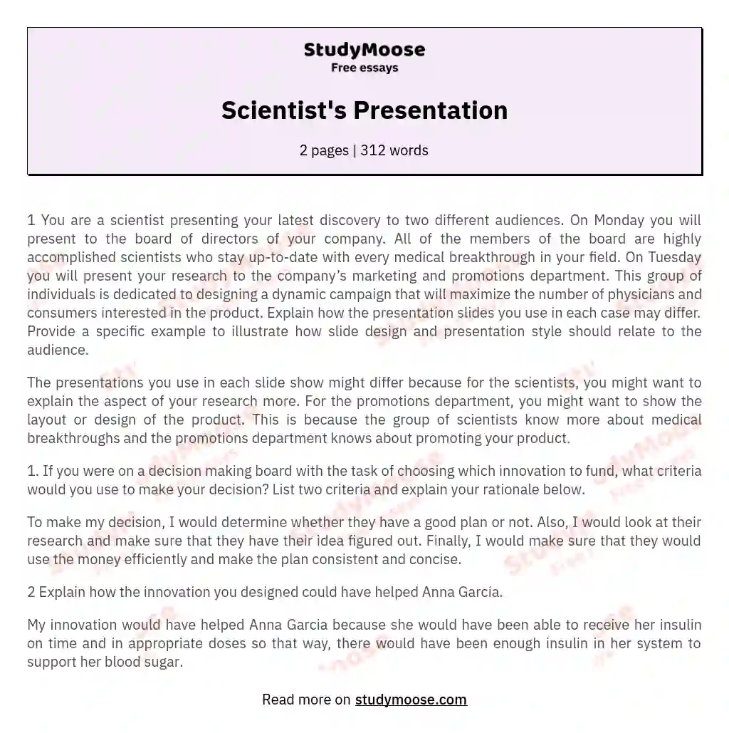 Scientist's Presentation