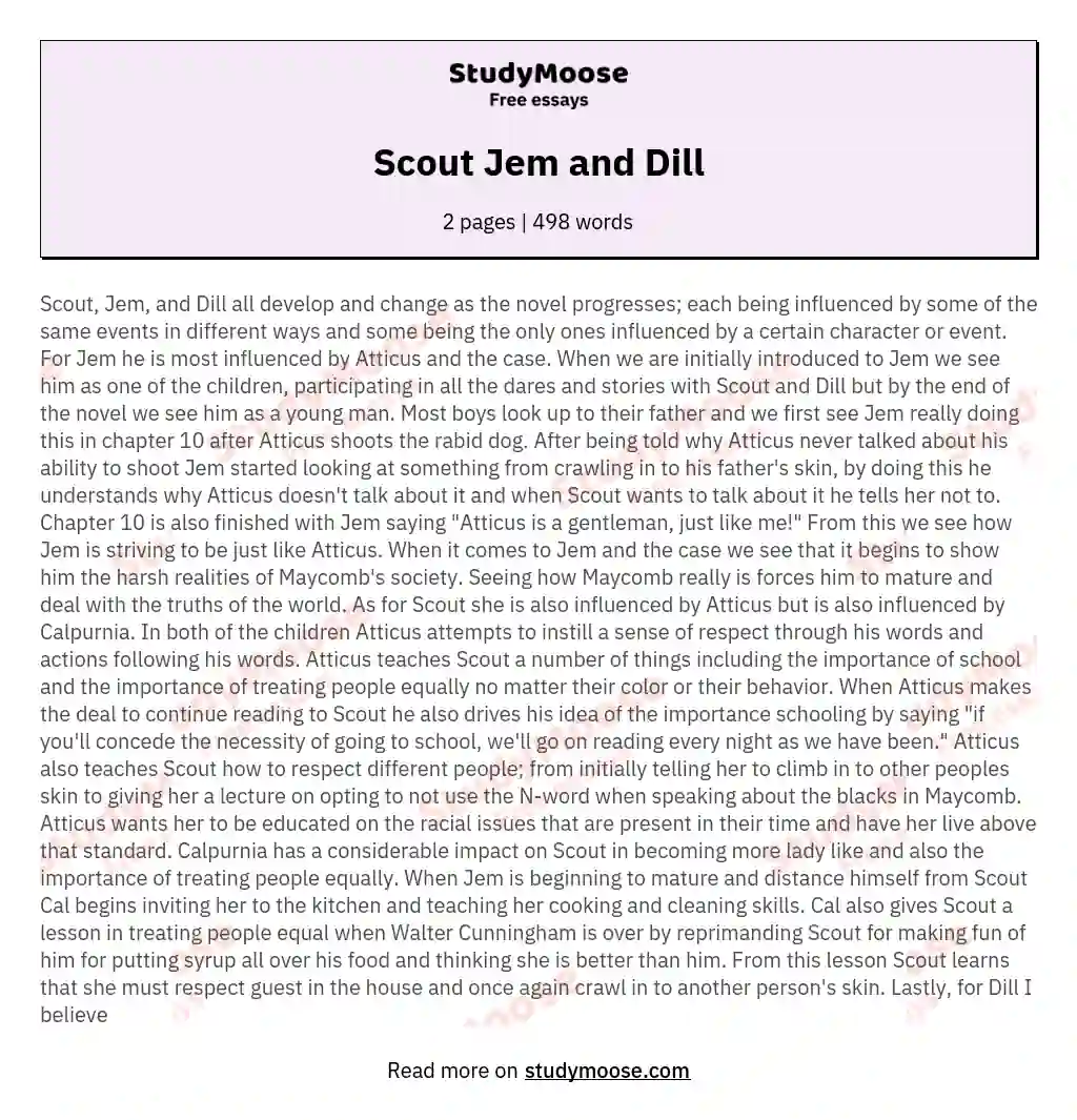 Scout Jem and Dill essay