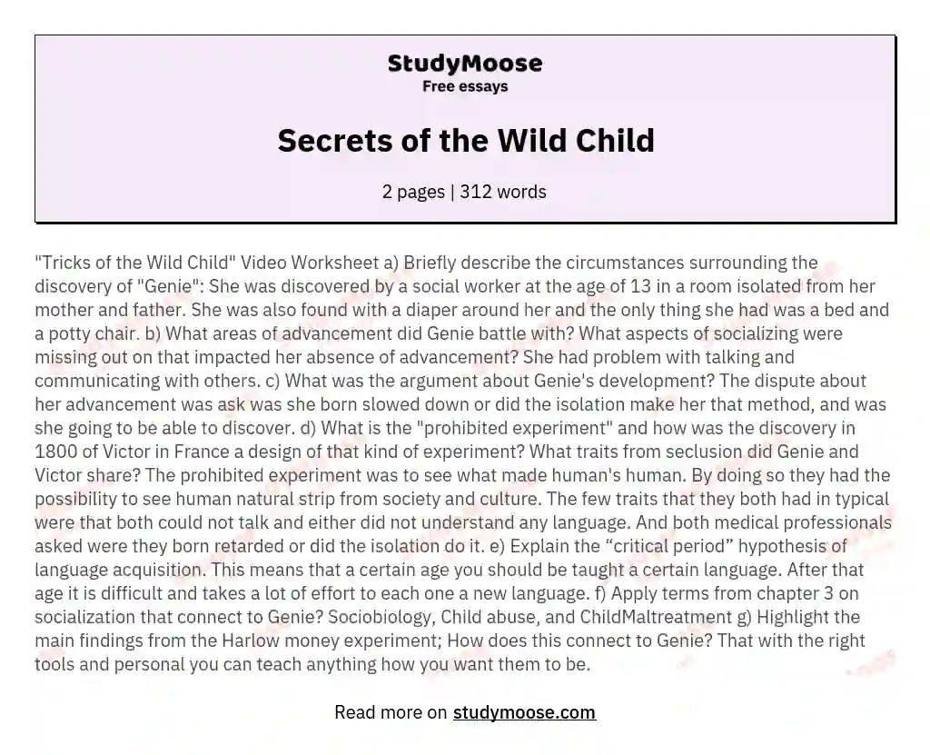 Secrets of the Wild Child