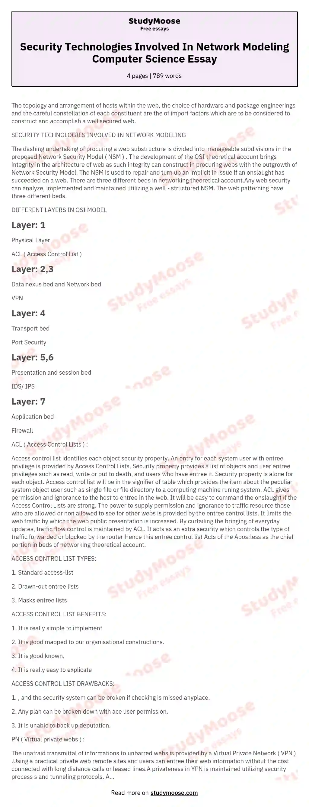 Security Technologies Involved In Network Modeling Computer Science Essay essay