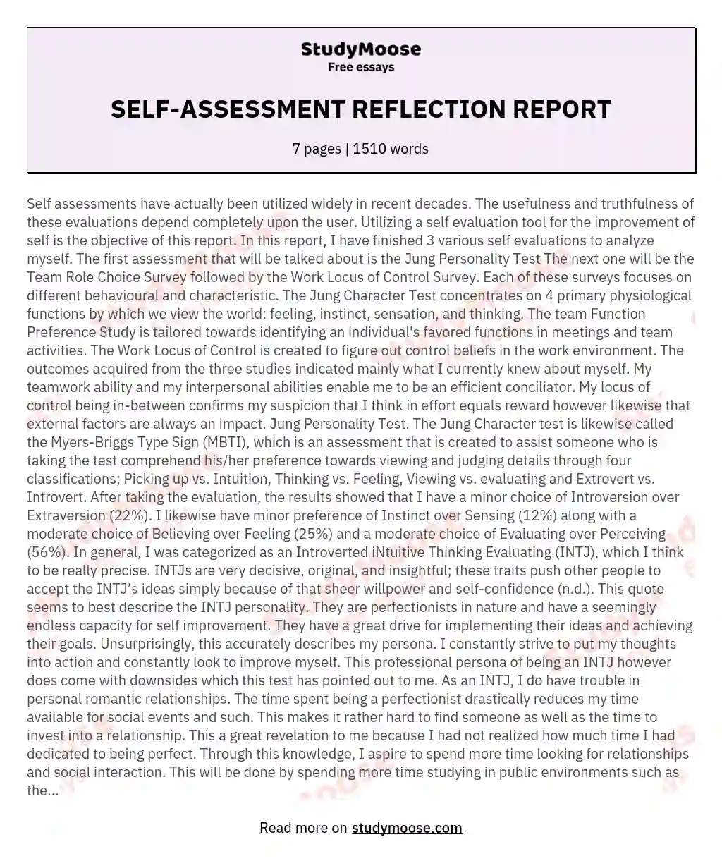 how to start a reflective report