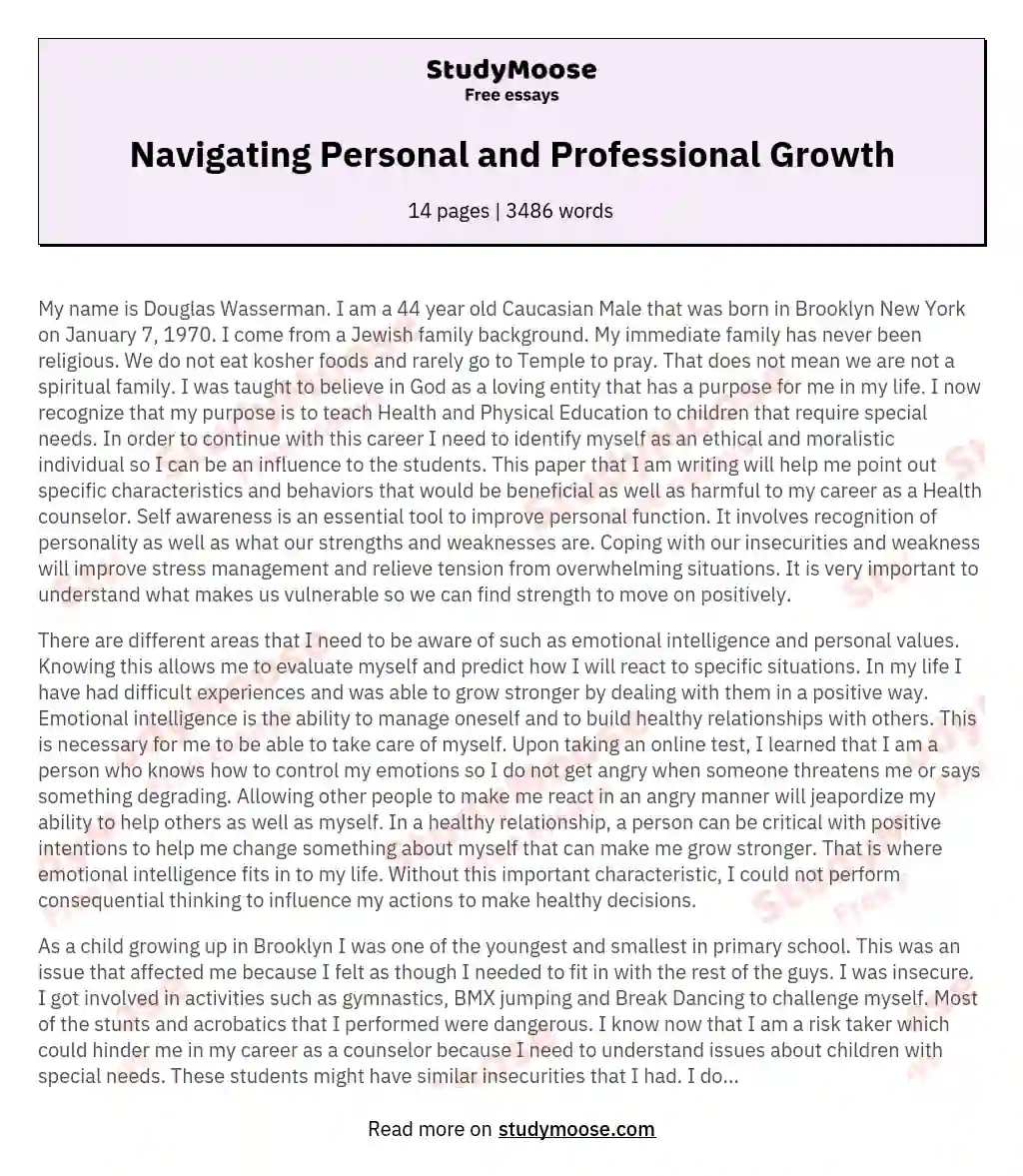 Navigating Personal and Professional Growth essay