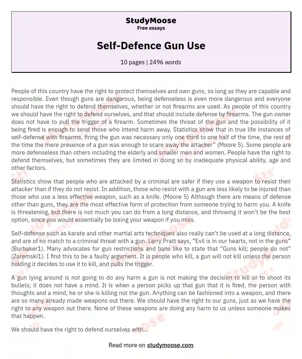 Self-Defence Gun Use
