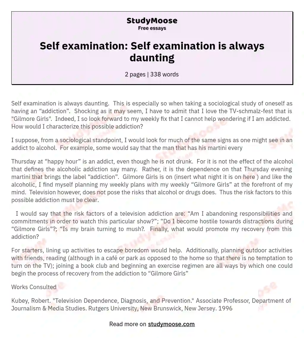 Self examination: Self examination is always daunting essay