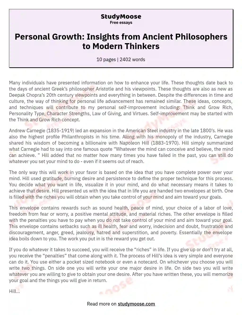 Personal Growth: Insights from Ancient Philosophers to Modern Thinkers essay