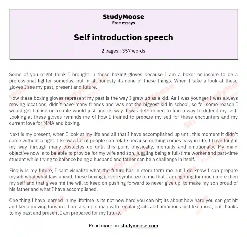 Self introduction speech