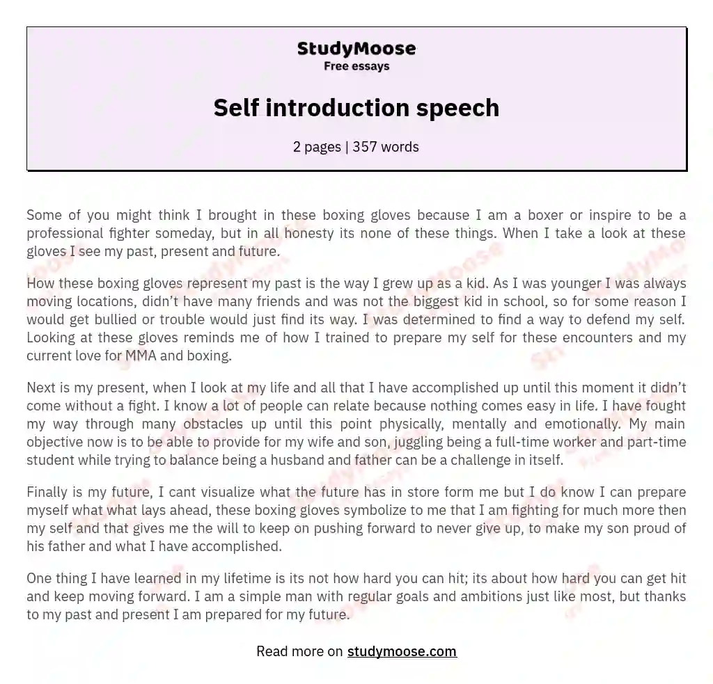 self image speech