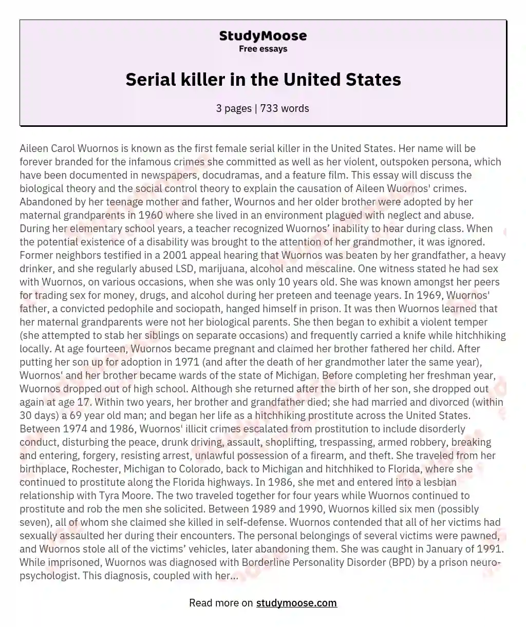 Serial killer in the United States
