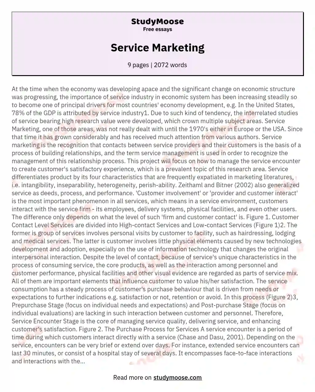 Service Marketing essay