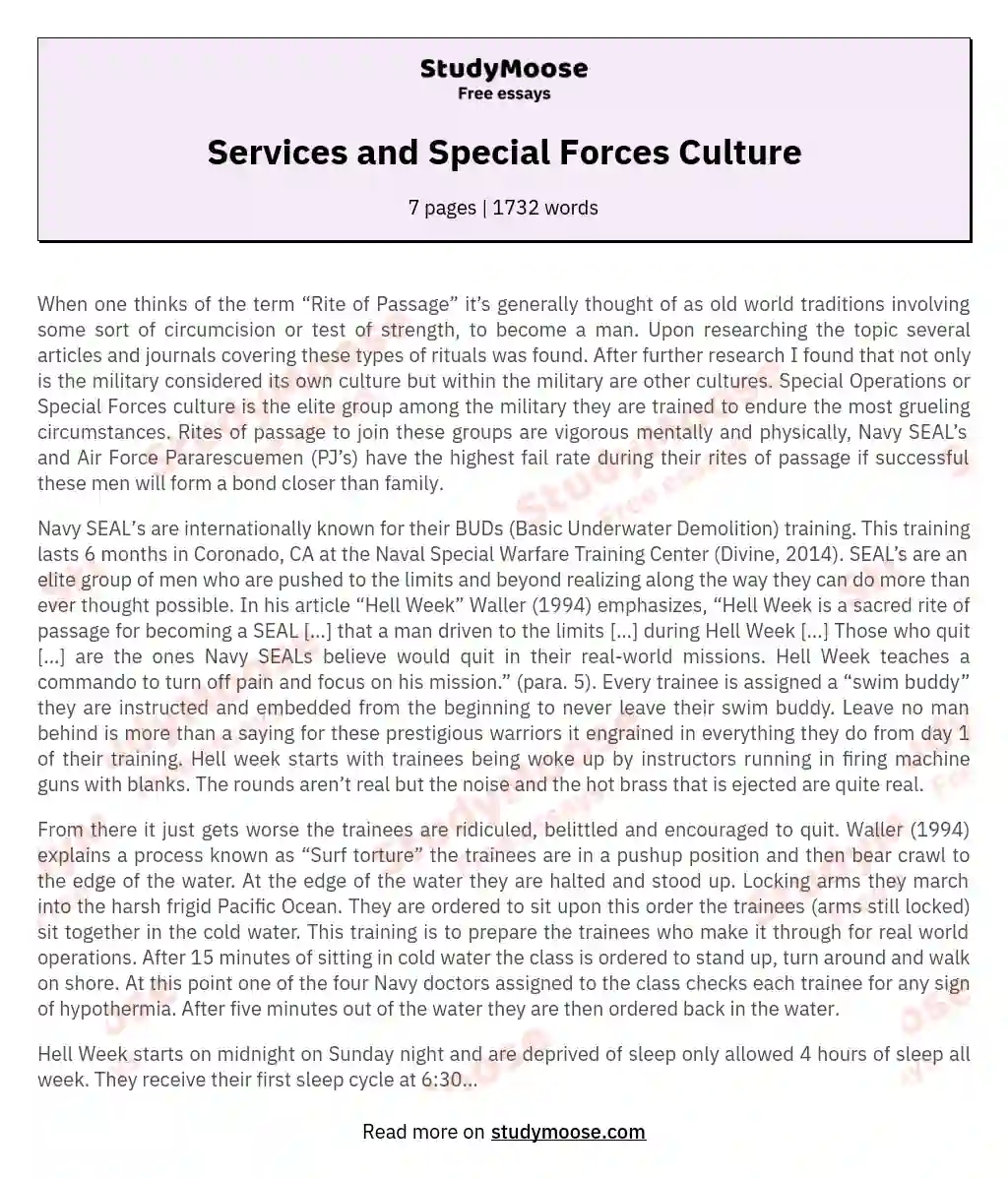 Services and Special Forces Culture