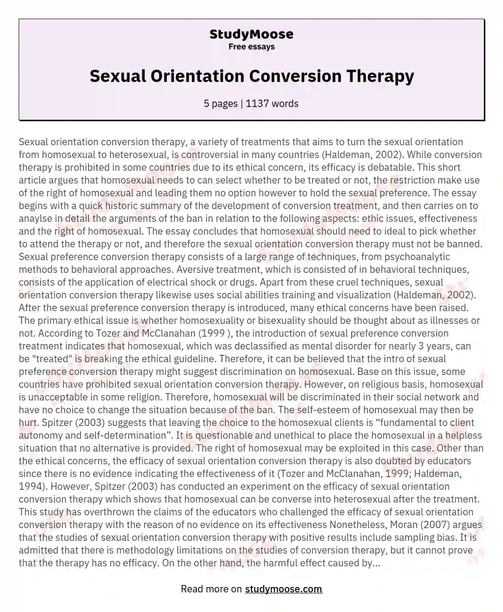 Sexual Orientation Conversion Therapy