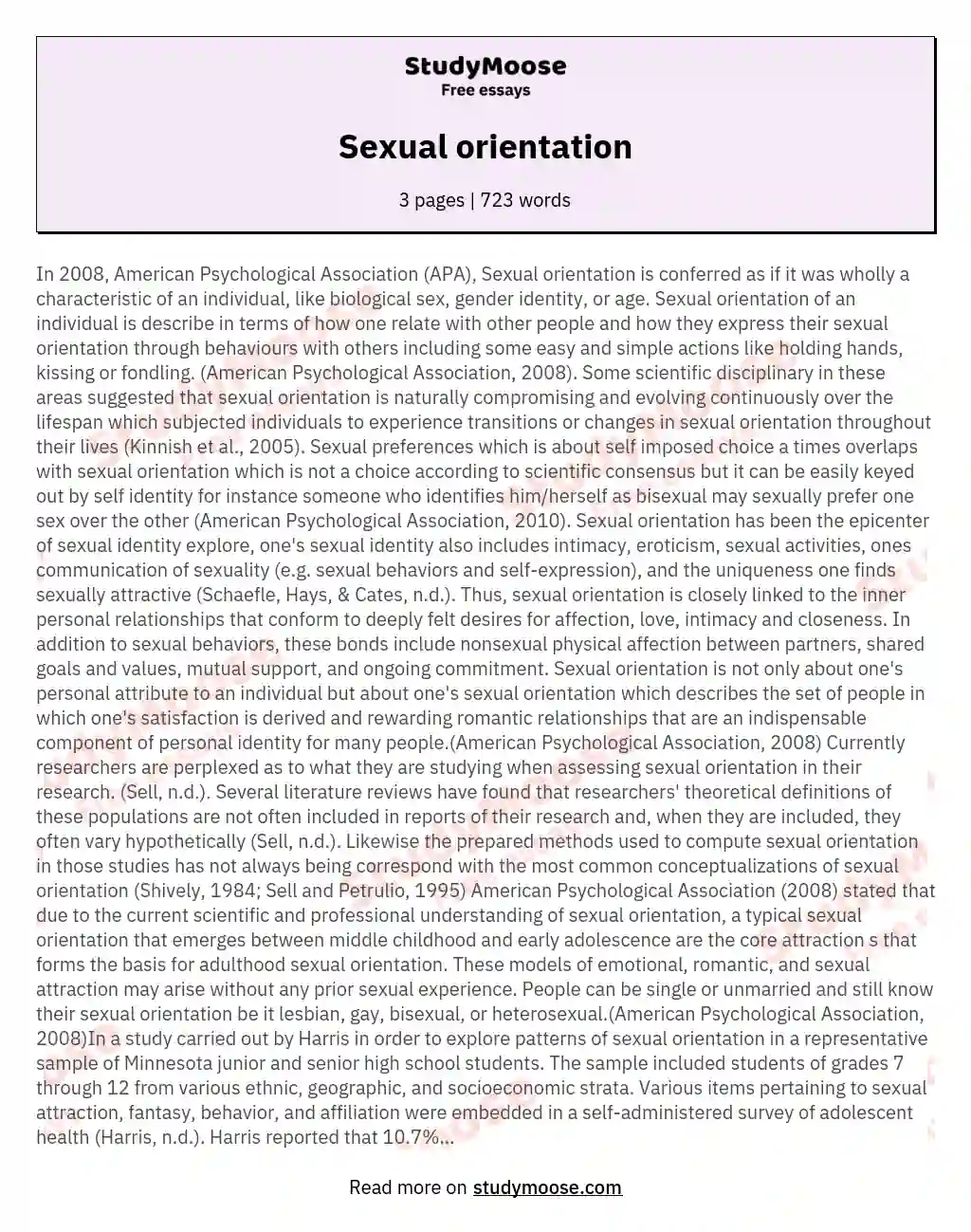 Sexual orientation essay