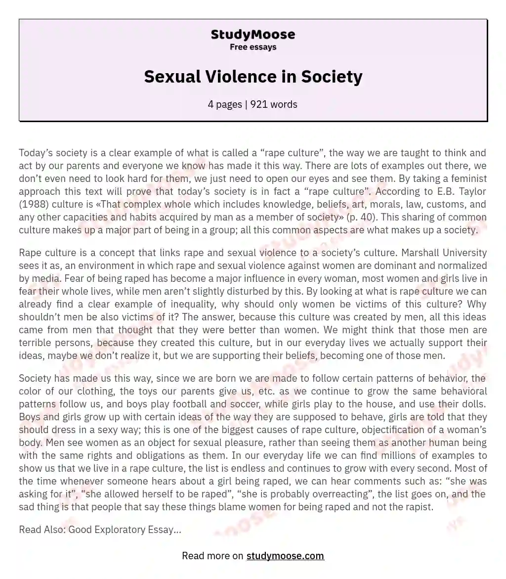 Sexual Violence in Society