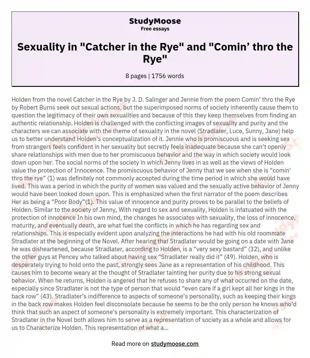Sexuality in "Catcher in the Rye" and "Comin’ thro the Rye"