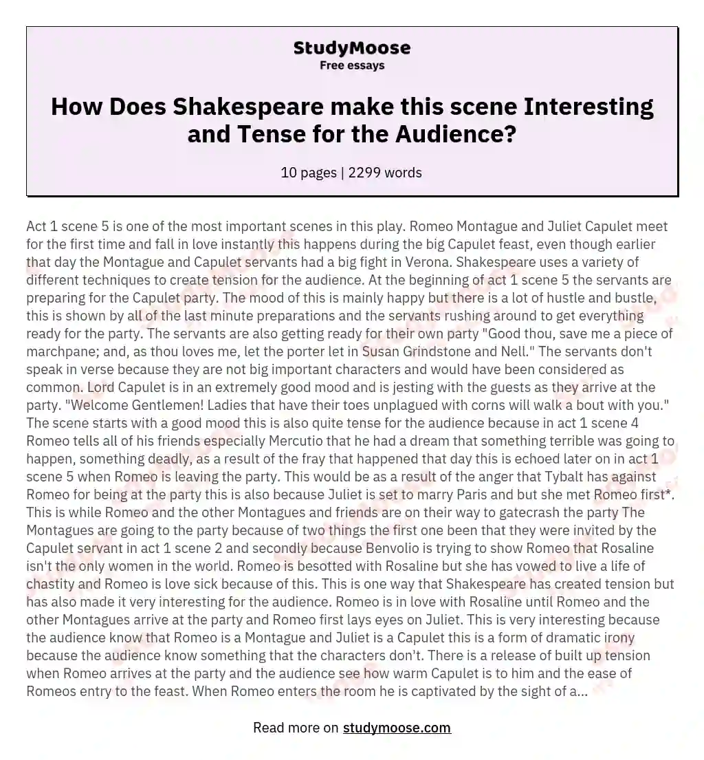 How Does Shakespeare make this scene Interesting and Tense for the Audience?