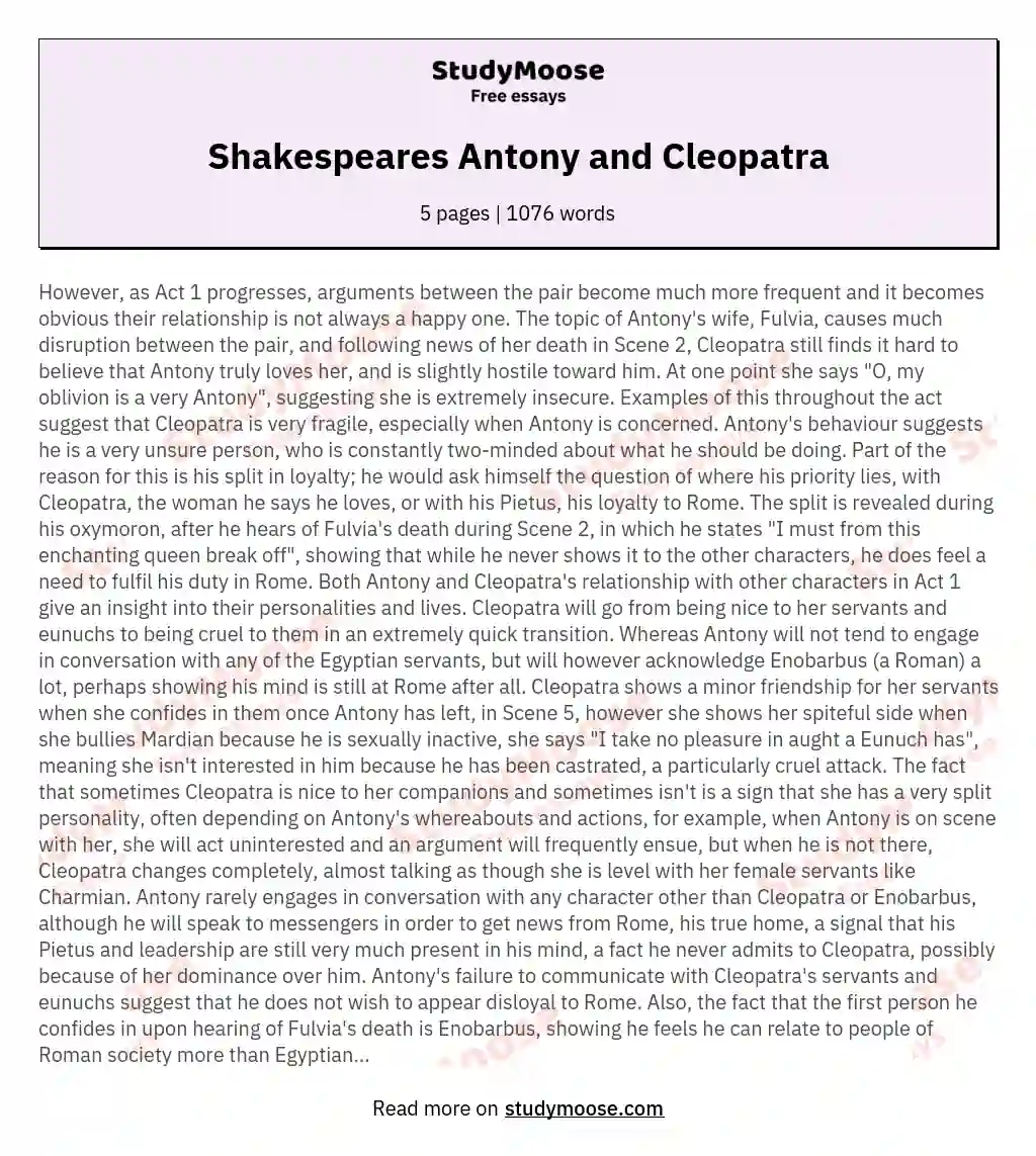 Shakespeares Antony and Cleopatra
